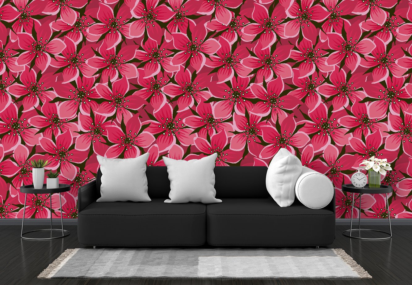 Self adhesive wallpaper,WALLPAPER,3d red flower wallpaper self adhesive wallpaper